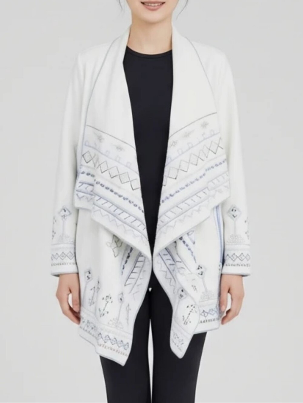 MULTIPLES super soft comfy warm embroidered asymmetrical jacket Size medium